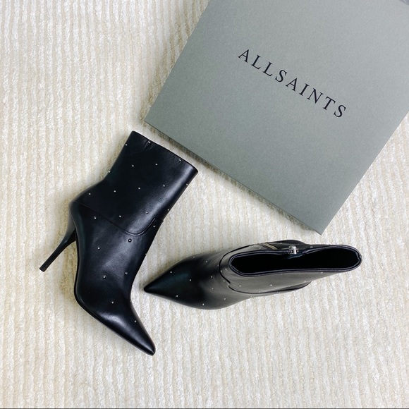 NWT All Saints black studded stiletto boots